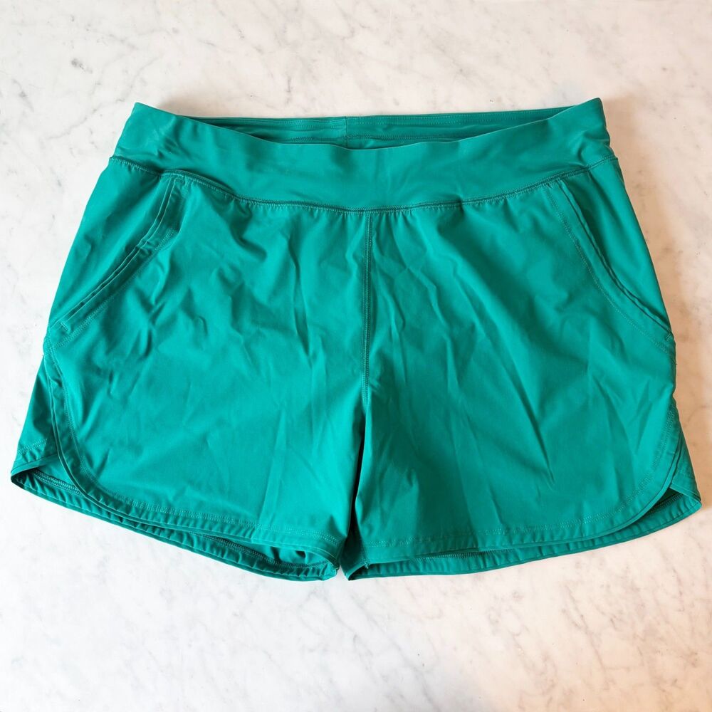 Lands' End Swim Board Shorts Women's 18 Turquoise Quick Dry 5" with Panty